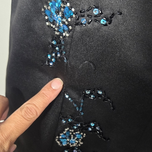 Jovani 2 Piece Corset And Skirt Set Black Withe Beaded And Sequins Detail Sz 2 - Picture 11 of 16